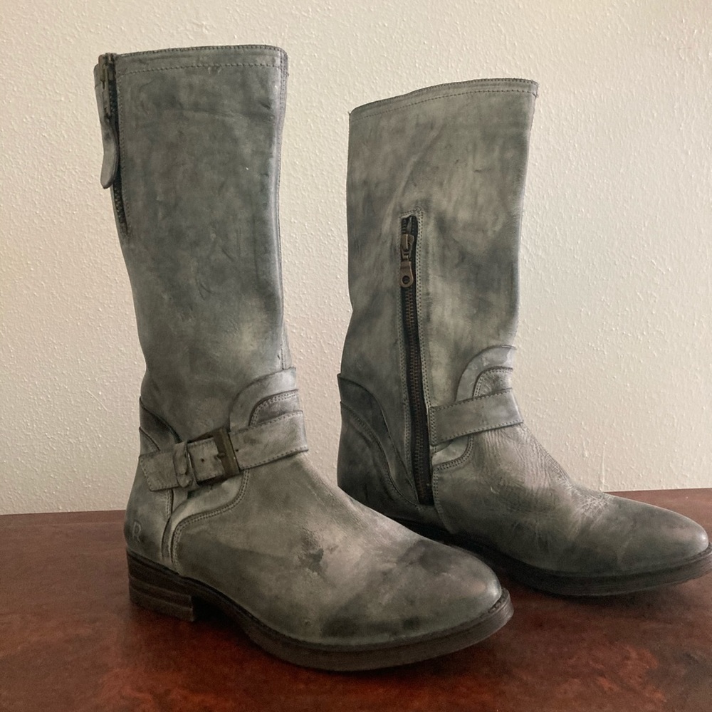 Roan leather blue grey boot